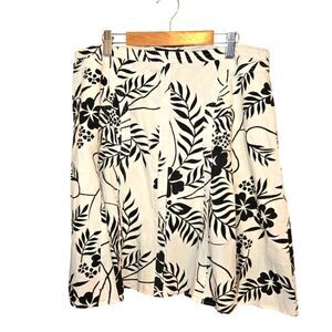 Austin Clothing Co. Floral Black and White 100% Cotton Midi Skirt Size 14